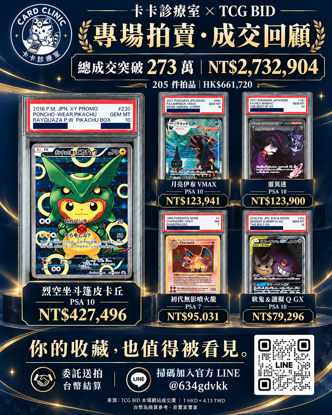 Rayquaza Poncho Pikachu — detail from the supplied auction recap